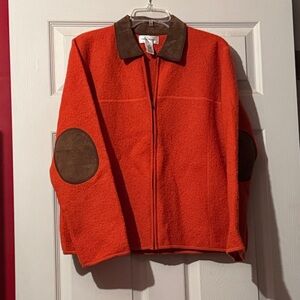 Rena Rowan Vibrant Orange Jacket with Brown Details